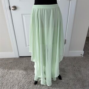 Mint green flowy maxi skirt